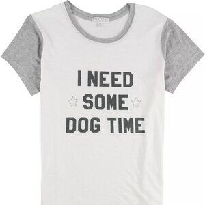 P.J. Salvage Womens “I Need Some Dog Time” Pajama Sleep T-shirt, Off-White, NWT